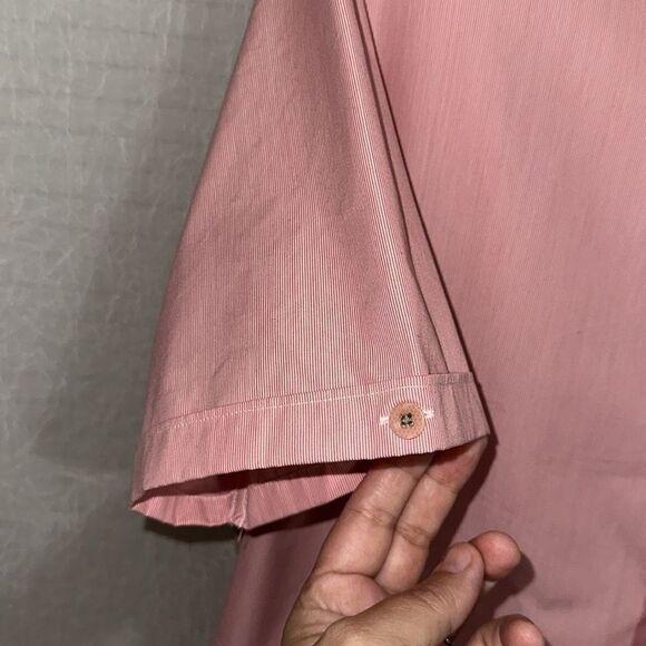 Ted Baker 6/XL Red Sayhi Micro Pin Stripe Short Sleeve Button Shirt - Picture 8 of 16